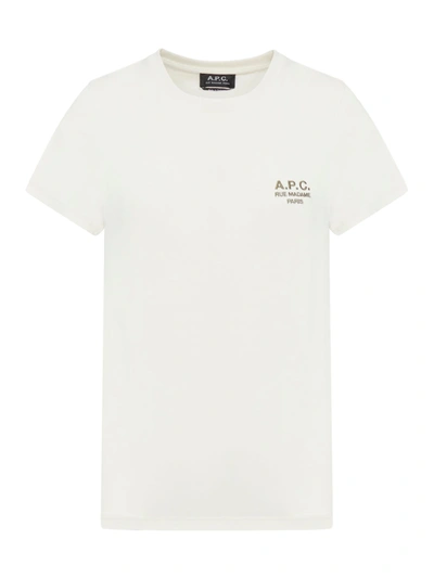 Apc Logo-print T-shirt In Nude & Neutrals