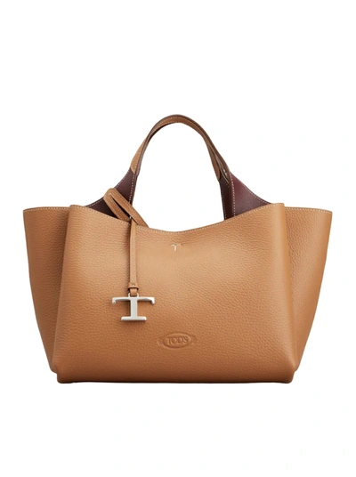 Tod's Mini Hand Bag In Hammered Leather In Brown