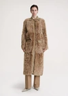 Totême Curly Shearling Lamb Long Coat In Biscuit