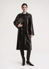 TOTÊME RAGLAN-SLEEVE CROCO EMBOSSED COAT DARK BROWN