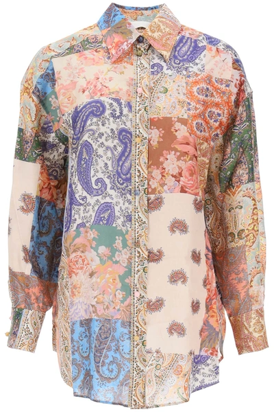 Zimmermann Devi Manstyle Silk Shirt In Multicolor