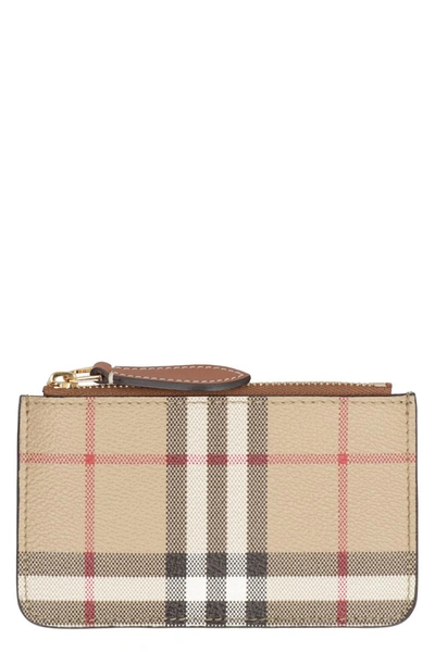 Burberry Coated Fabric Coin Purse In Beige