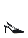 Manolo Blahnik Corintia 90 Bow-embellished Crepe De Chine Slingback Pumps In Blck