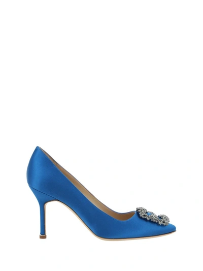 Manolo Blahnik Hangisi_fmc 090 Satin Pump Shoes In Blue