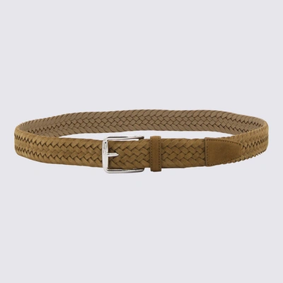 Tod's Brown Suede Braided Belt In Sand
