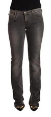 Costume National Gray Washed Low Waist Straight Denim Jeans In Grey