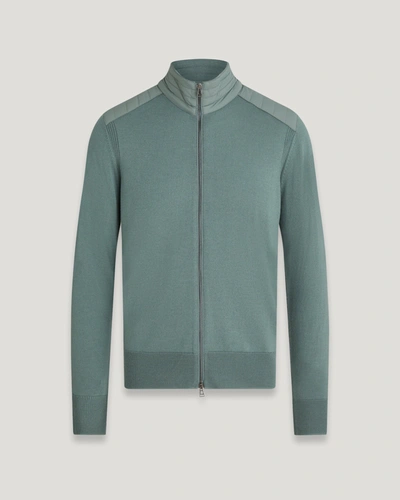 Belstaff Kelby Zip Cardigan In Mineral Green