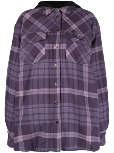 Rotate Birger Christensen Checked Hooded Cotton Shirt In Violet