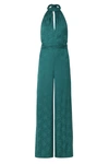 Rixo London Rocky 2 Satin-jacquard Halterneck Jumpsuit In Green