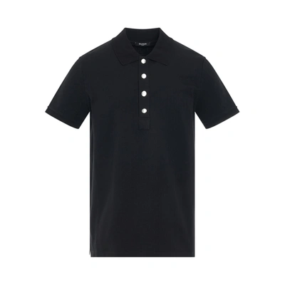 BALMAIN MONOGRAM COTTON PIQUE POLO