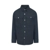 Balmain Blue Monogram Jacquard Curved Hem Denim Shirt For Men