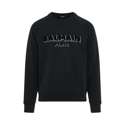 BALMAIN MEN'S LOGO FLOCK & FOIL SWEATSHIRT