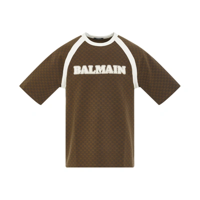 Balmain 复古迷你经典logo印花t恤 In Brown