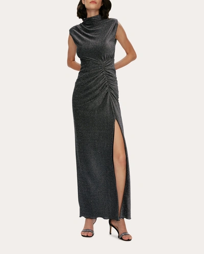 Diane Von Furstenberg Apollo Metallic Ruched Maxi Dress In Silver_grey