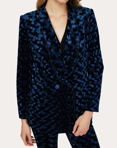 Diane Von Furstenberg Chiana Leopard-print Velvet Blazer In Dark Blue