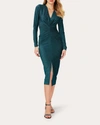 Diane Von Furstenberg Hades Metallic Long Sleeve Body-con Dress In Blue