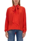 Victoria Beckham Tie-detailed Silk Crepe De Chine Blouse In Red