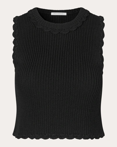 Cecilie Bahnsen Women's Vimona Faustine Crochet Waistcoat Top In Black