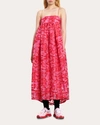 Cecilie Bahnsen Women's Vilma Yarrow Fil-coupé Dress In Magenta/red