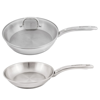 BERGHOFF BERGHOFF ESSENTIALS 18/10 STAINLESS STEEL 3PC COOKWARE SET, FRY PAN 8", SKILLET 2.5QT., GLASS LID, I