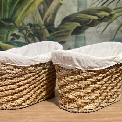 Ele Light & Decor Woven Baskets Organizer With Linen Built-in Handles Set Of 2 In Brown