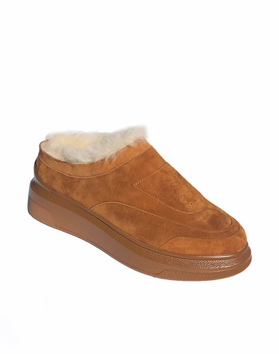 Suzanne Rae Back In Stock Shearling Clog Sneaker In Brown