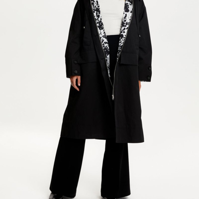 Nocturne Oversize Hooded Trench Coat In Black