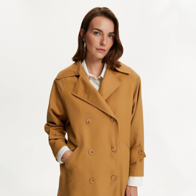 Nocturne Women's Double Breasted Oversized Trench Coat In Brown