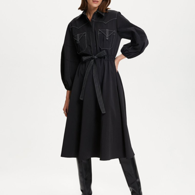 Nocturne Women's Punto Stitched Midi Dress In Black