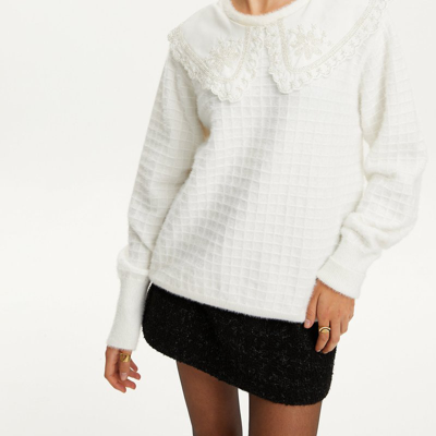Nocturne Women's Embroidered Sweater In White