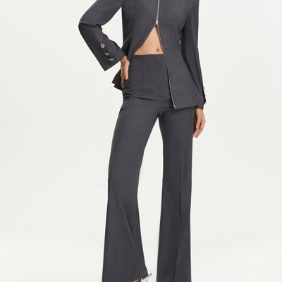 Nocturne Flared Pants With Cuffs In Gray