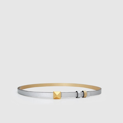 Belle & Bloom Cleopatra Pyramid Stud Leather Belt In Metallic