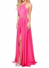 Madison James Long Halter Gown In Fuchsia In Pink