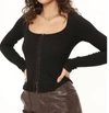 Project Social T Desire Sweetheart Lurex Long Sleeve Top In Black In Black