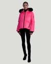 Gorski Neon Après-ski Jacket With Detachable Toscana Lamb Hood Trim In Pink