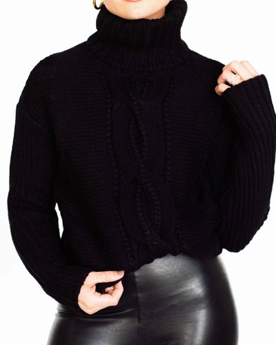 Duffy Chunky Cabled Turtleneck In Black