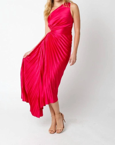 Olivaceous Priscilla Pleated Dress In Fuchsia In Pink