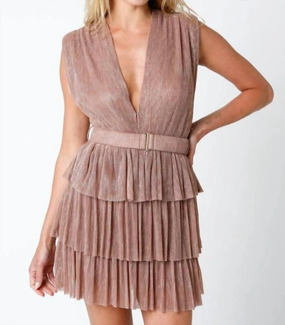 Olivaceous Alexia Pleated Dress In Blush Rose In Pink