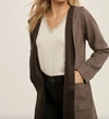 Hem & Thread Suede Jacket In Charcoal In Pink