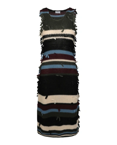 Ferragamo Crochet Midi Dress In Multi