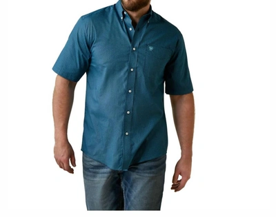 Ariat Men's Wrinkle Free Eli Classic Short Sleeve Western Shirt In Reef Blue