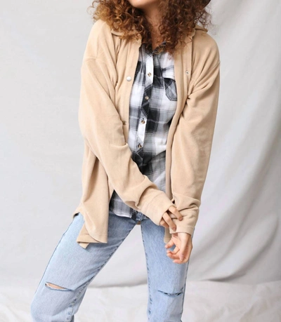 Bailey Rose Soft Teddy Button Up Jacket In Beige