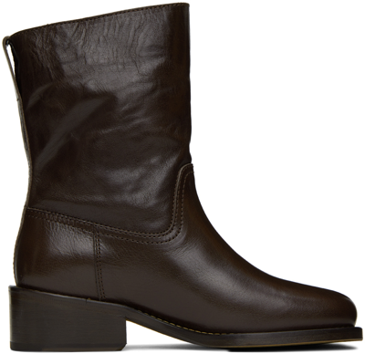 Lemaire Brown Oblique Tube Boots