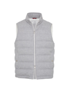 BRUNELLO CUCINELLI MEN'S WOOL, SILK AND CASHMERE BONDED DIAGONAL DOWN VEST WITH PACKABLE HOOD