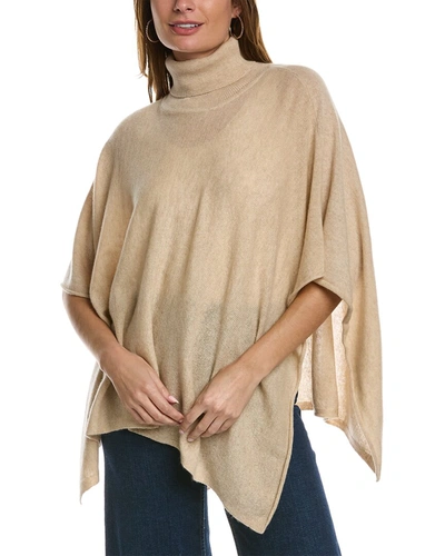 Amicale Cashmere Turtleneck Cashmere Poncho In Beige