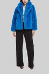 Apparis Faux-fur Single-breasted Jacket In Blue