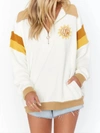 SHOW ME YOUR MUMU BENNY HALF ZIP SWEATSHIRT GOOD TIMES IN OFF WHITE