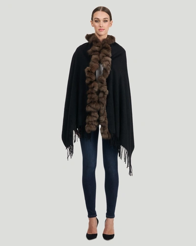 Gorski Cashmere Stole With Sable In Black