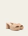Veronica Beard Daliplatlow Suede Mule Sandals In Beige