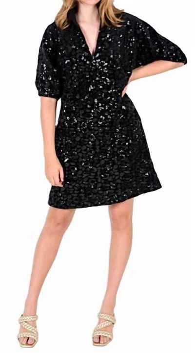 Emily Mccarthy Poppy Sequin Velvet Dress In Black